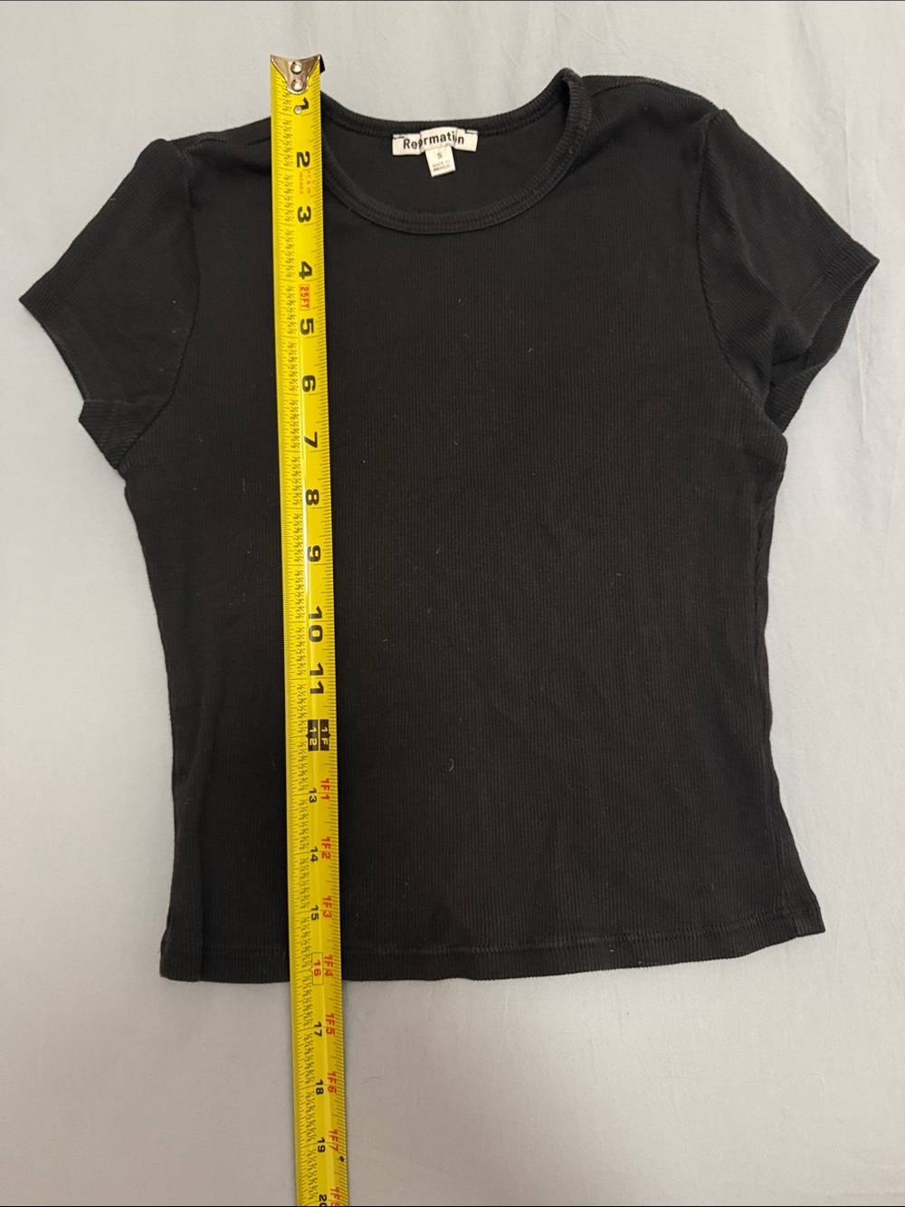 Reformation Black Ribbed Short-Sleeve Baby Tee